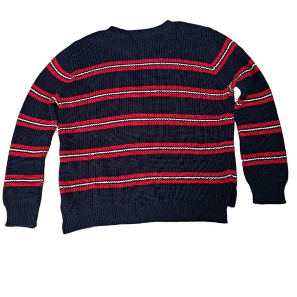 NWT Cotton Emporium Girls Navy Red Stripe Knit Sweater Medium - Picture 5 of 6